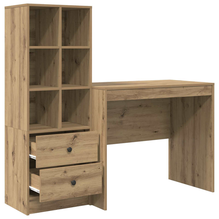 Bord med skuffe med hylde med opbevaring 2 pcs Artisan Egetræ