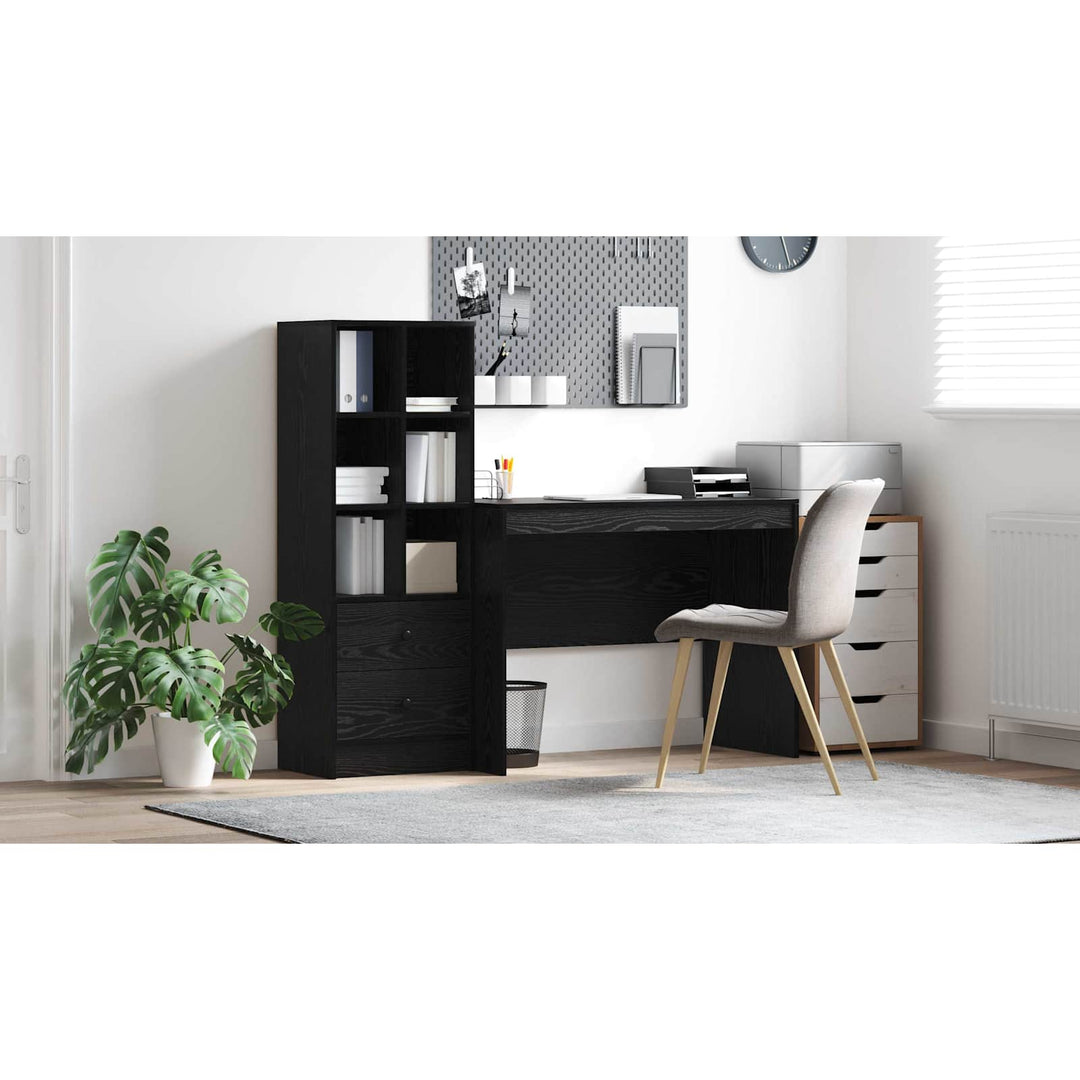 Bord med skuffe 2 pcs Sort eg