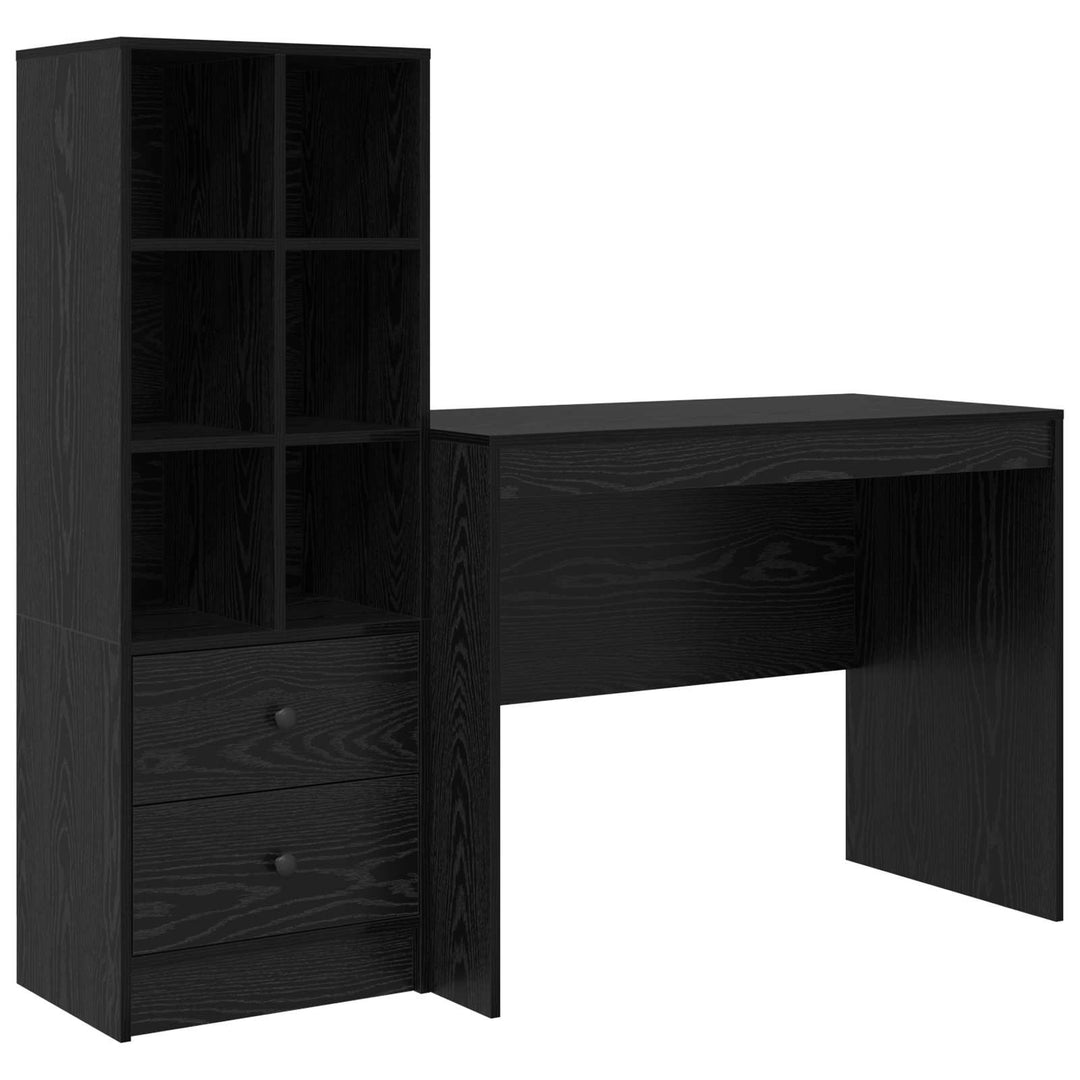 Bord med skuffe 2 pcs Sort eg