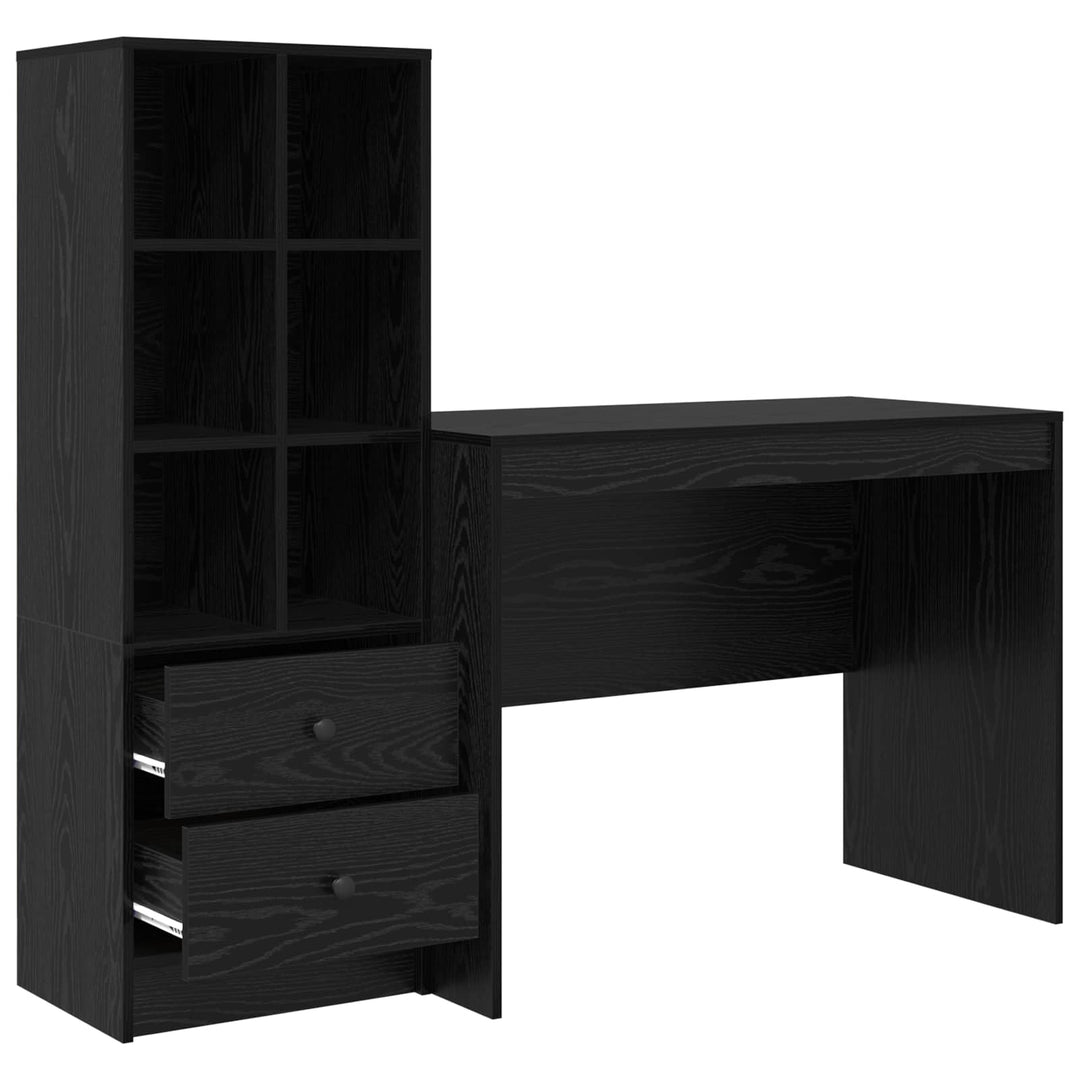 Bord med skuffe 2 pcs Sort eg