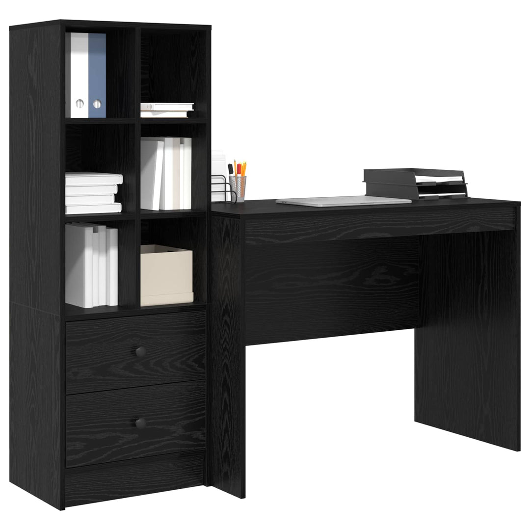 Bord med skuffe 2 pcs Sort eg