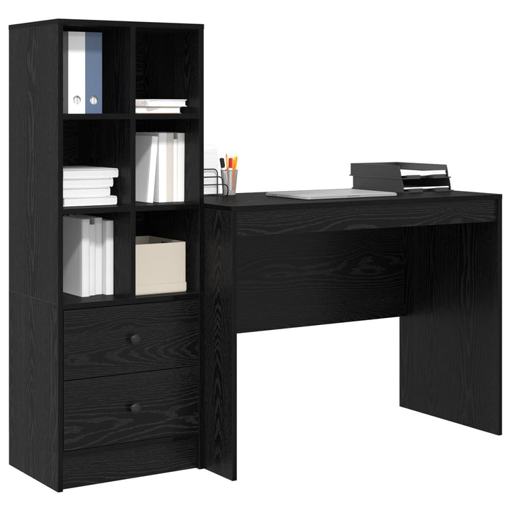 Bord med skuffe 2 pcs Sort eg