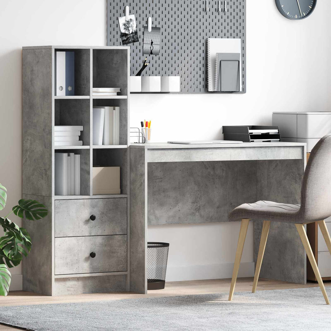 Bord med skuffe 2 pcs Beton Grå