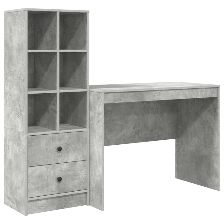 Bord med skuffe 2 pcs Beton Grå