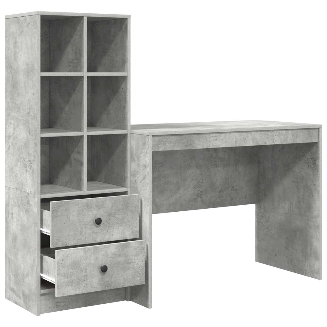 Bord med skuffe 2 pcs Beton Grå
