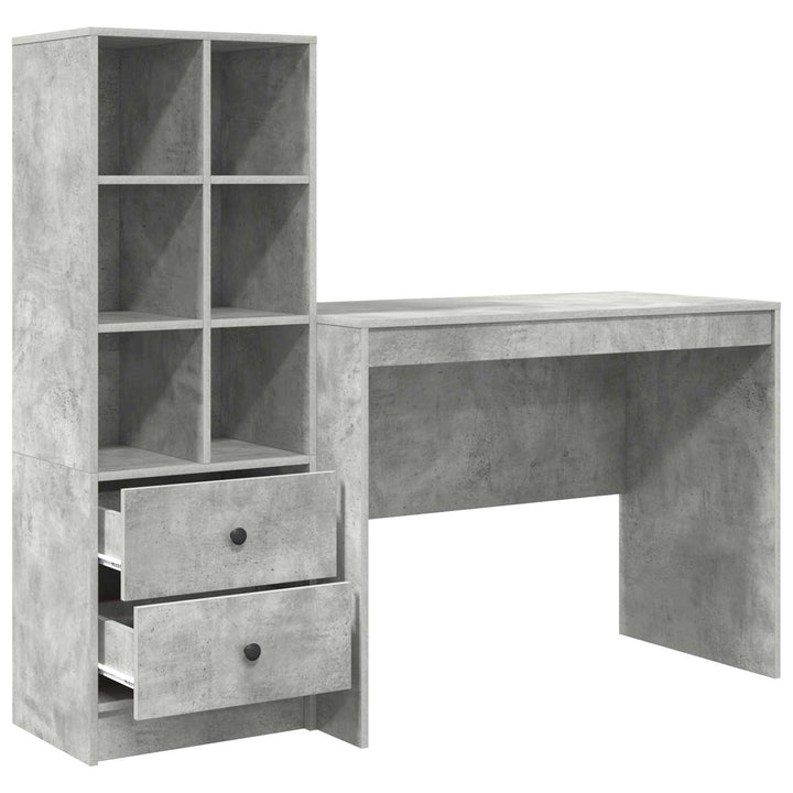Bord med skuffe 2 pcs Beton Grå