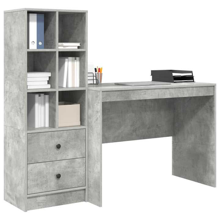 Bord med skuffe 2 pcs Beton Grå