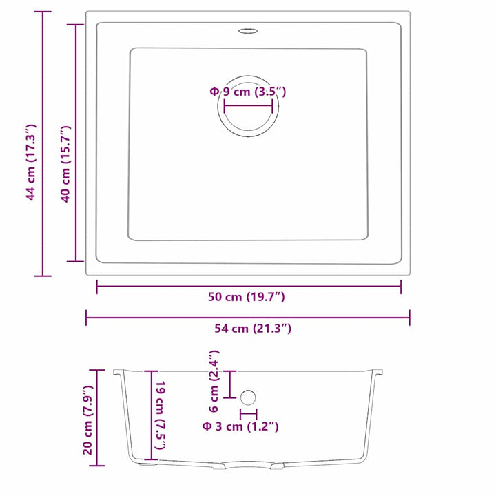 Køkkenvask Hvid 54 x 44 x 20 cm Granit