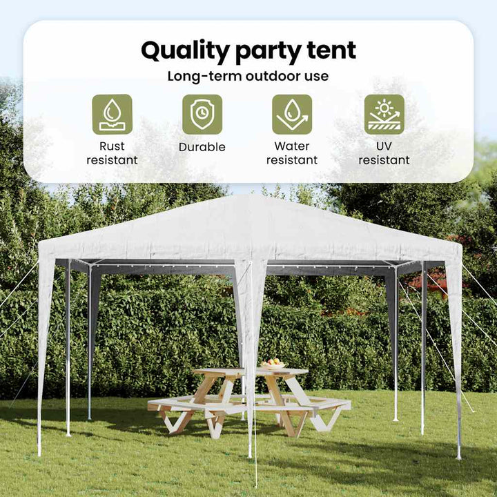 Party Tent Hvid 400 x 400 x 266 cm Polyethylen og stål