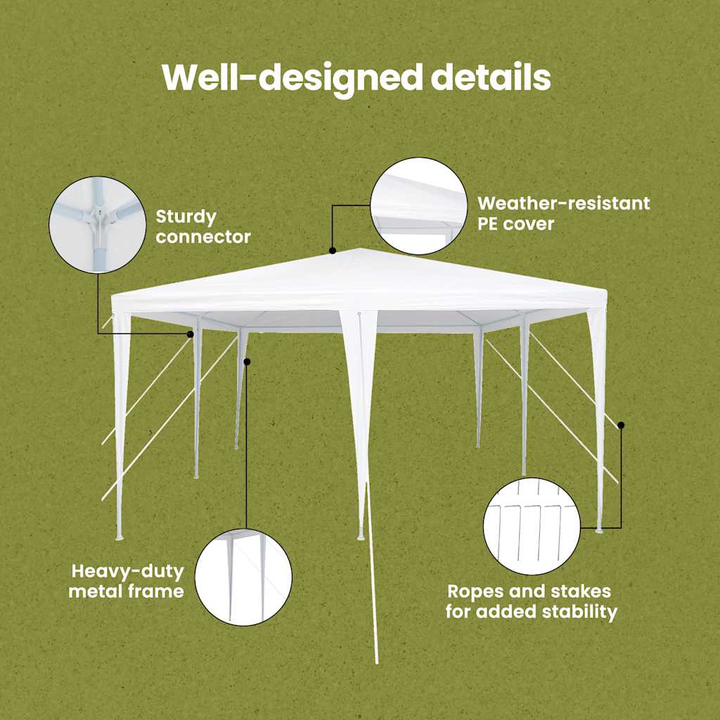 Party Tent Hvid 400 x 400 x 266 cm Polyethylen og stål