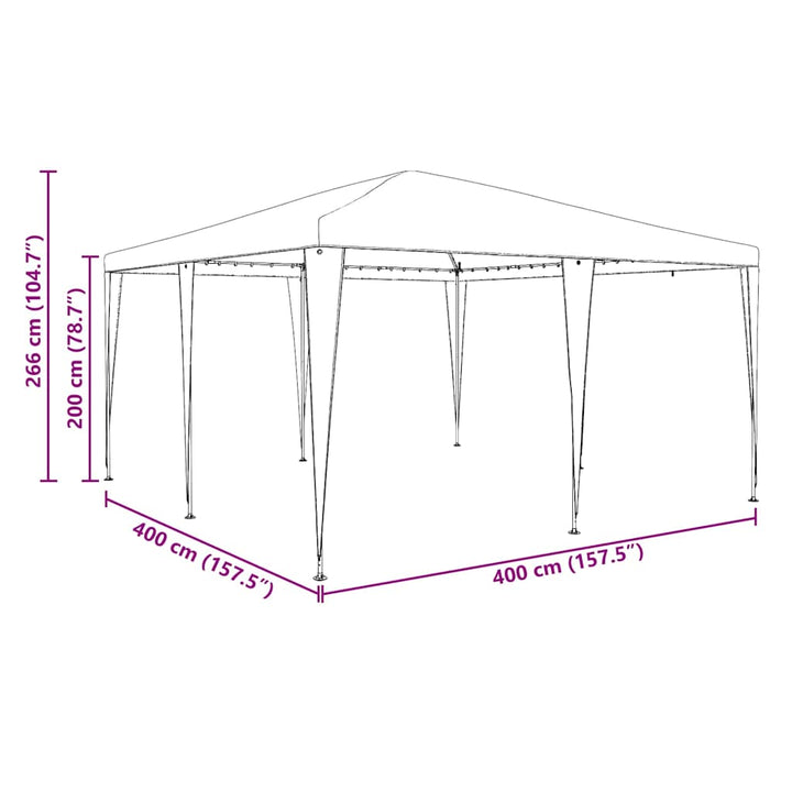 Party Tent Hvid 400 x 400 x 266 cm Polyethylen og stål
