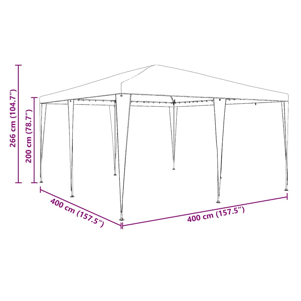 Party Tent Antracit 400 x 400 x 266 cm Polyethylen og stål