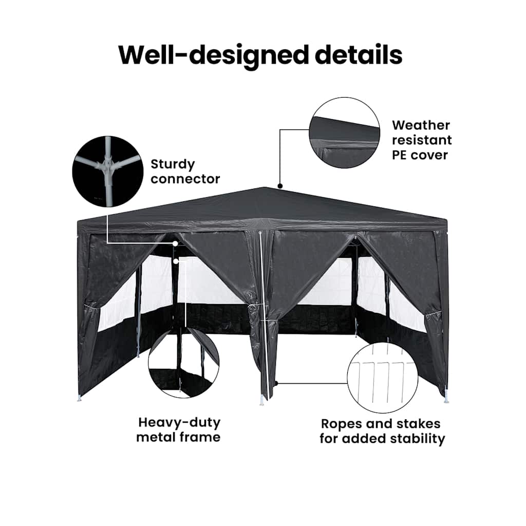 Party Tent Antracit 400 x 400 x 266 cm Polyethylen