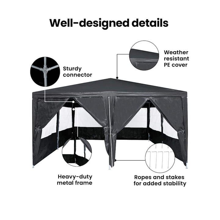 Party Tent Antracit 400 x 400 x 266 cm Polyethylen