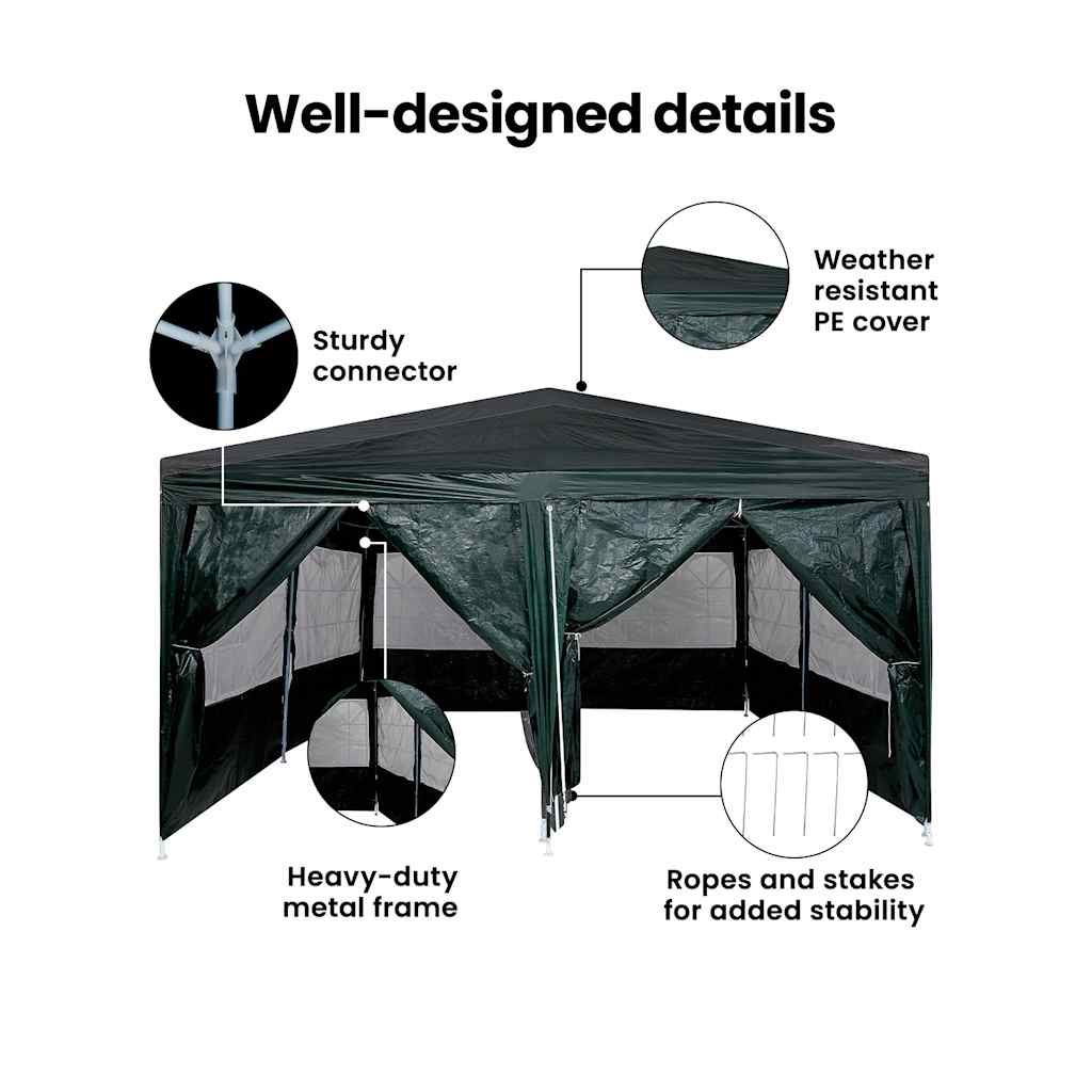 Party Tent Grøn 400 x 400 x 266 cm Polyethylen