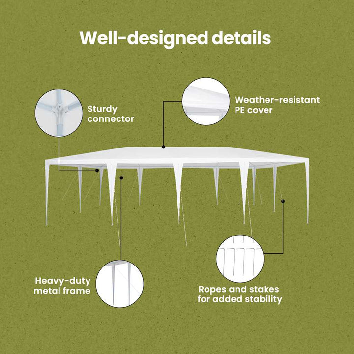 Party Tent Hvid 800 x 400 x 266 cm Polyethylen og stål