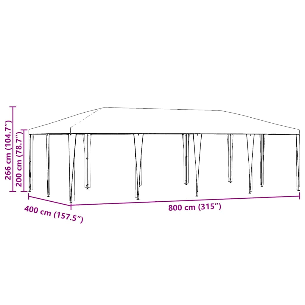 Party Tent Blå 800 x 400 x 266 cm Polyethylen og stål