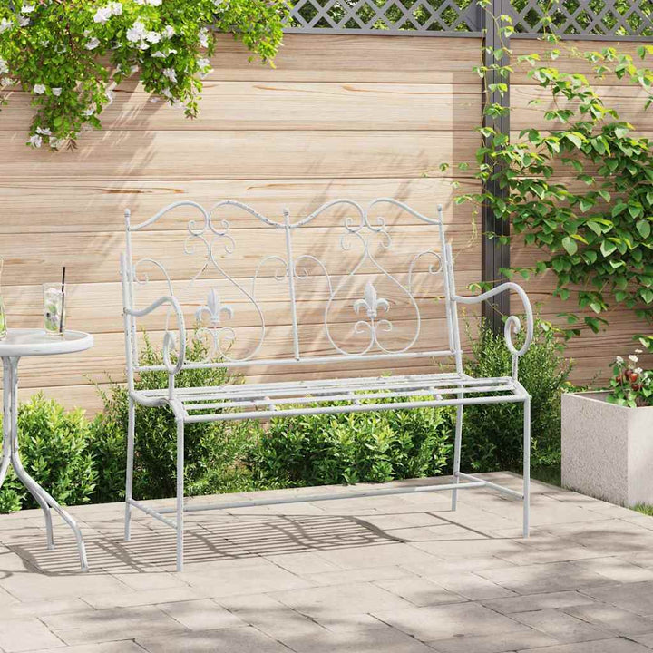 Havebænk 2 -Seater 104 x 54 x 93 cm Stål Antik hvid