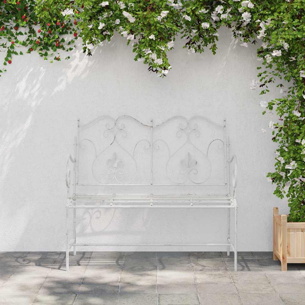 Havebænk 2 -Seater 104 x 54 x 93 cm Stål Antik hvid