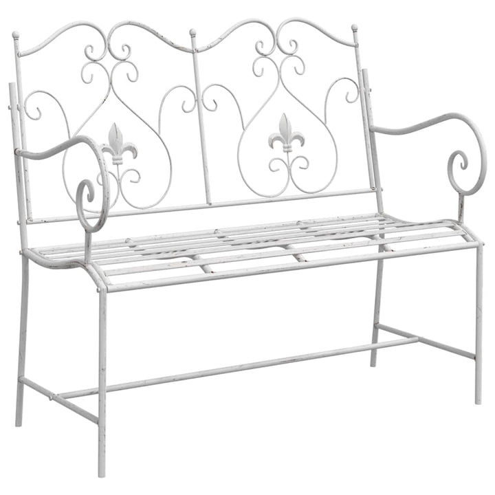 Havebænk 2 -Seater 104 x 54 x 93 cm Stål Antik hvid