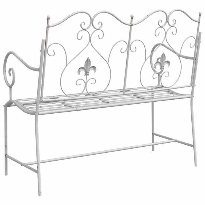 Havebænk 2 -Seater 104 x 54 x 93 cm Stål Antik hvid
