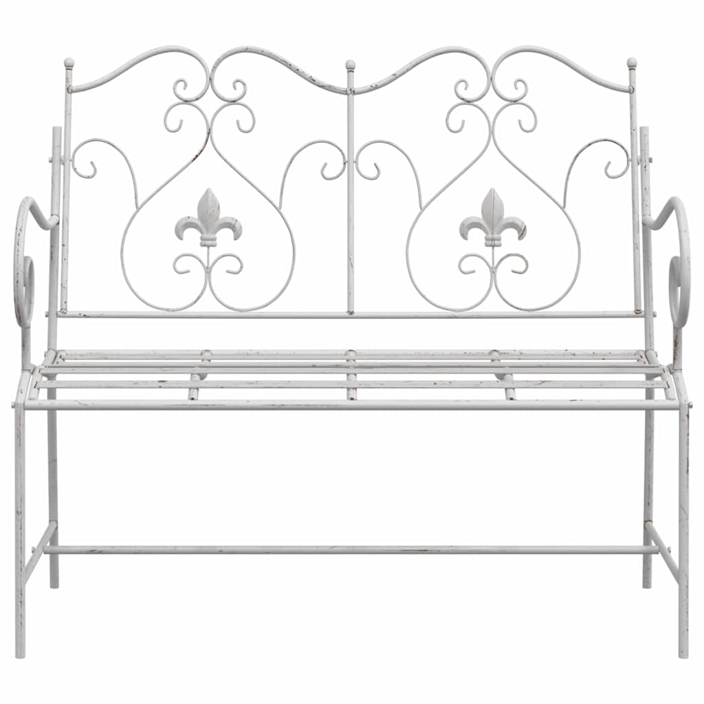Havebænk 2 -Seater 104 x 54 x 93 cm Stål Antik hvid