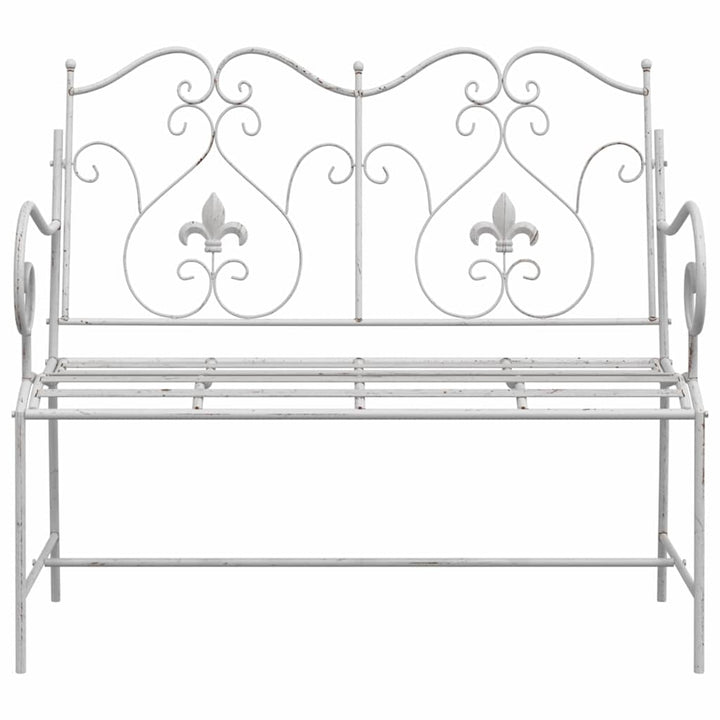 Havebænk 2 -Seater 104 x 54 x 93 cm Stål Antik hvid