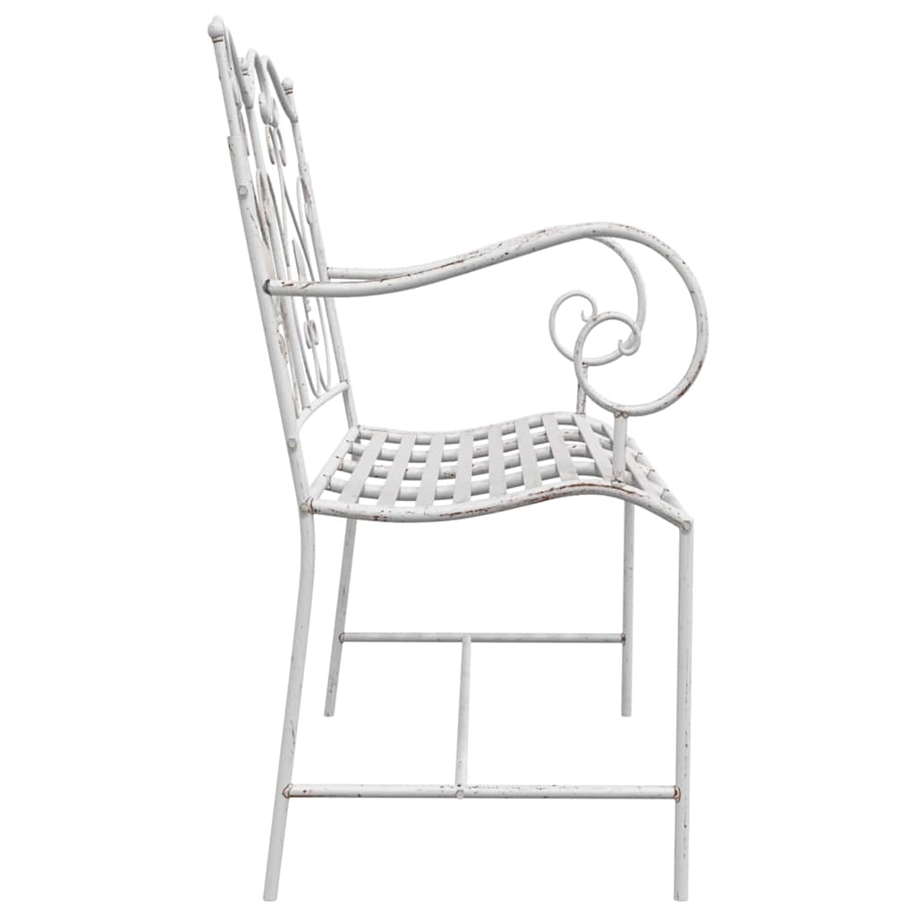 Havebænk 2 -Seater 104 x 54 x 93 cm Stål Antik hvid