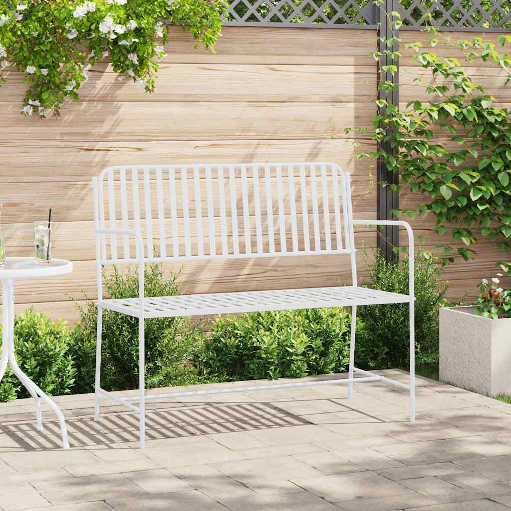 Havebænk 2 -Seater 103,5 x 51,5 x 90 cm Stål Simpel Hvid