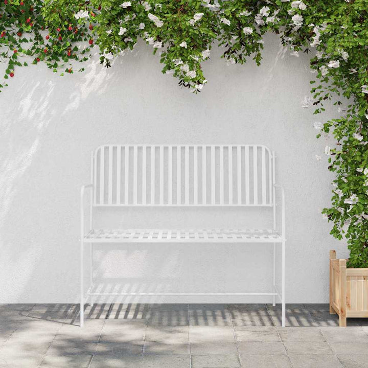 Havebænk 2 -Seater 103,5 x 51,5 x 90 cm Stål Simpel Hvid