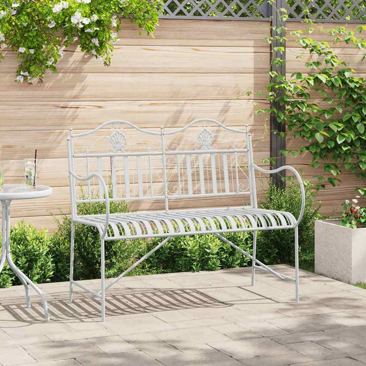 Havebænk 2 -Seater 103,5 x 59 x 89 cm Stål Antik hvid