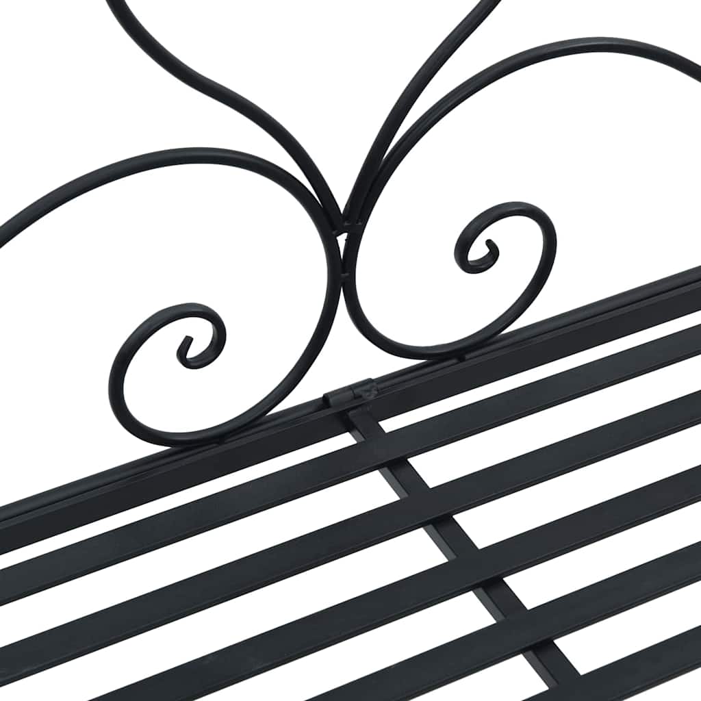 Havebænk Sort 121 x 48 x 200 cm Stål