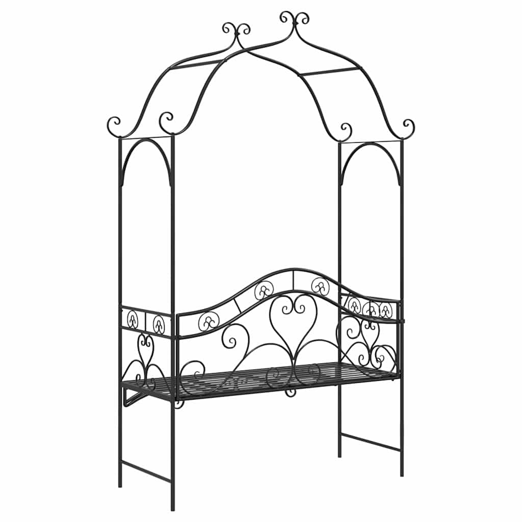 Havebænk Sort 121 x 48 x 200 cm Stål