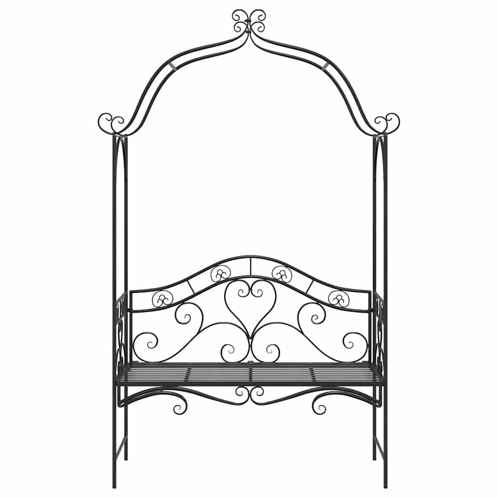 Havebænk Sort 121 x 48 x 200 cm Stål