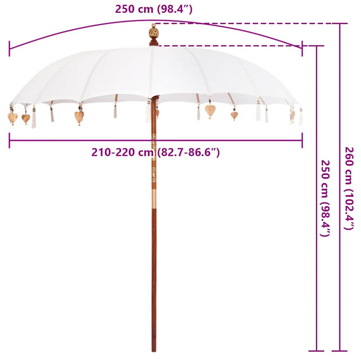 Balinesisk Parasol Creme 220 x 220 x 260 cm