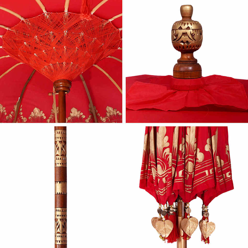 Balinesisk Parasol Rød 185 x 185 x 260 cm