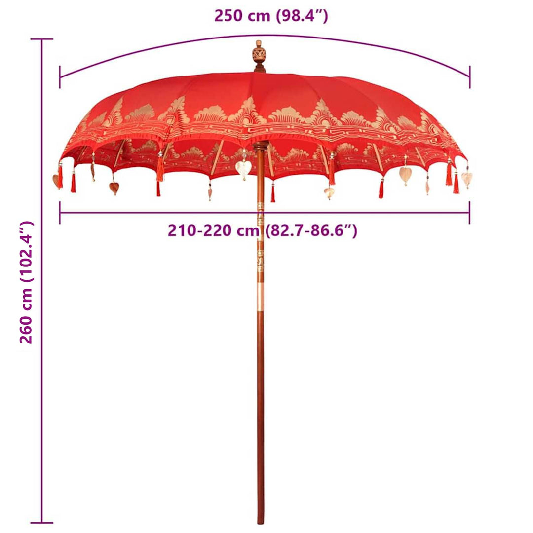 Balinesisk Parasol Rød 215 x 215 x 260 cm
