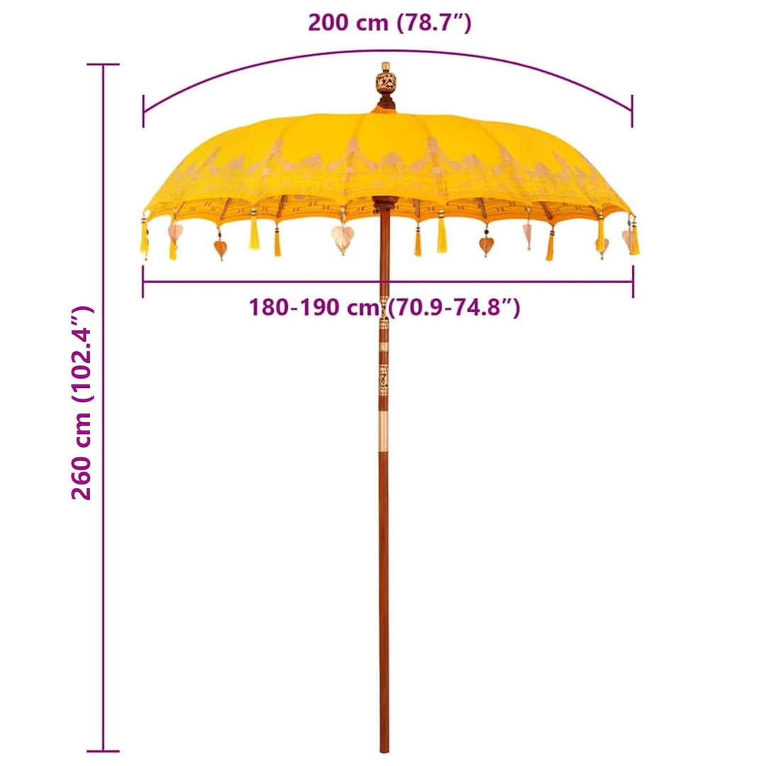 Balinesisk Parasol Gul 185 x 185 x 260 cm