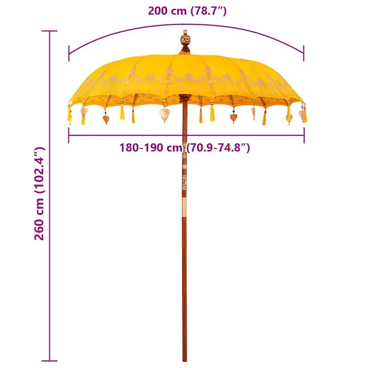 Balinesisk Parasol Gul 185 x 185 x 260 cm