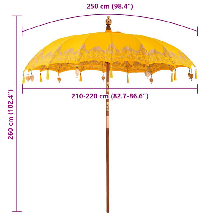 Balinesisk Parasol Gul 215 x 215 x 260 cm