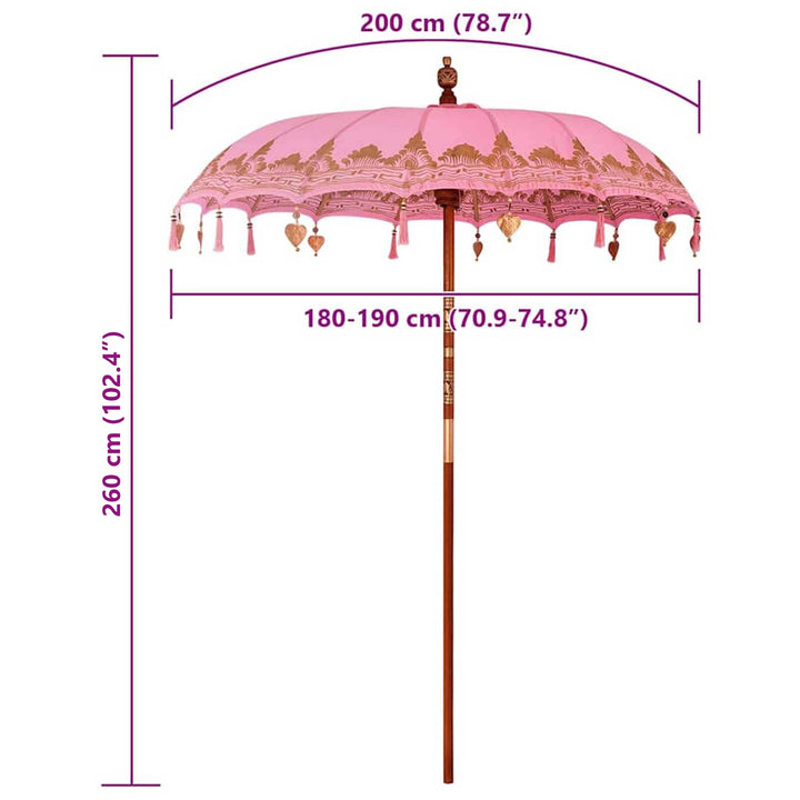 Balinesisk Parasol Lyserød 185 x 185 x 260 cm