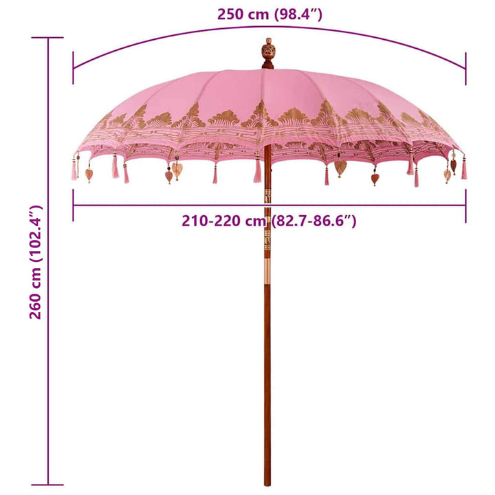 Balinesisk Parasol Lyserød 215 x 215 x 260 cm