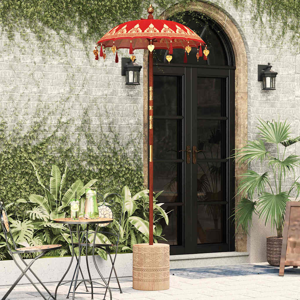 Balinesisk Parasol Rød 125 x 125 x 260 cm