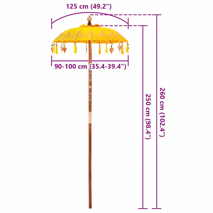 Balinesisk Parasol 125 x 125 x 260 cm