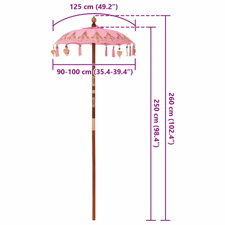 Balinesisk Parasol 125 x 125 x 260 cm