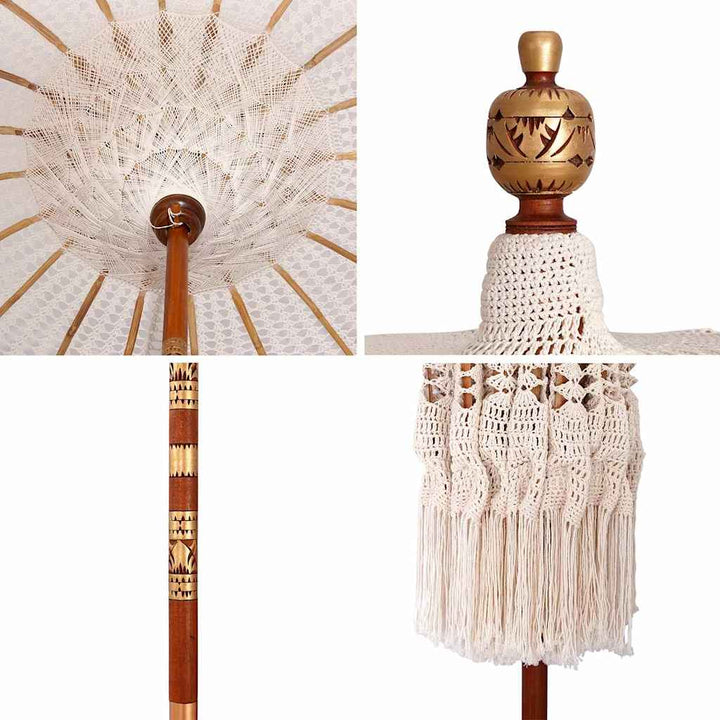 Makrame Parasol Creme 190 x 190 x 260 cm