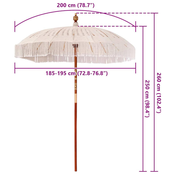 Makrame Parasol Creme 190 x 190 x 260 cm