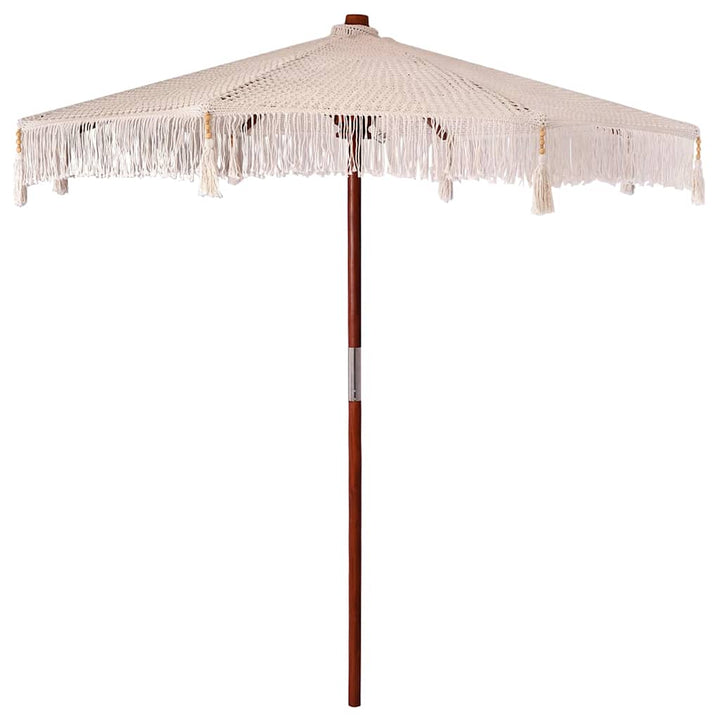 Makrame Parasol Creme 252.5 x 252.5 x 260 cm Bomuld og Teaktræ