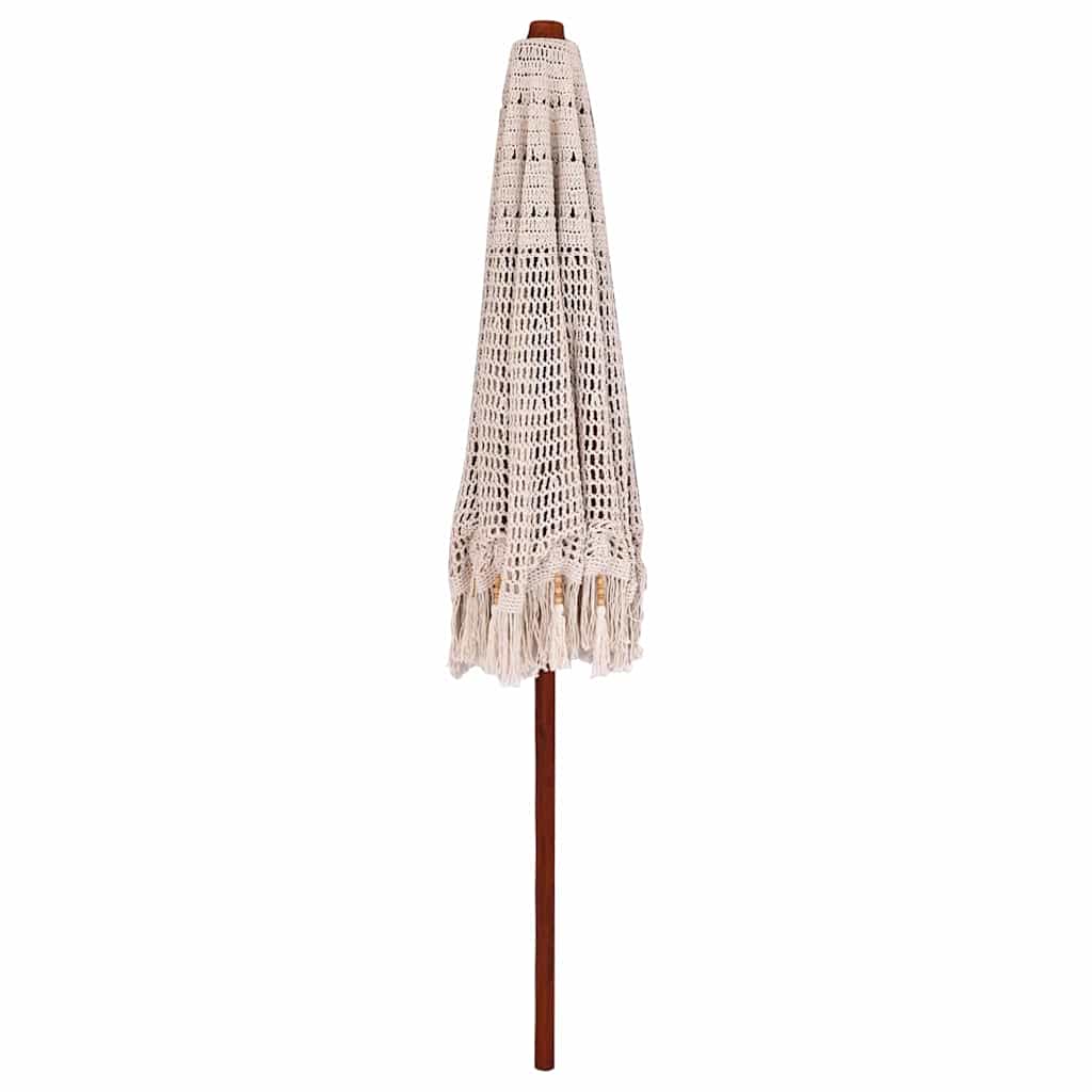 Makrame Parasol Creme 252.5 x 252.5 x 260 cm Bomuld og Teaktræ
