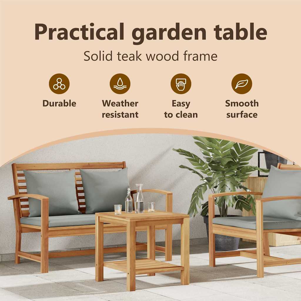Sofabord med opbevaring Brun 45 x 45 x 45 cm Massiv Teaktræ